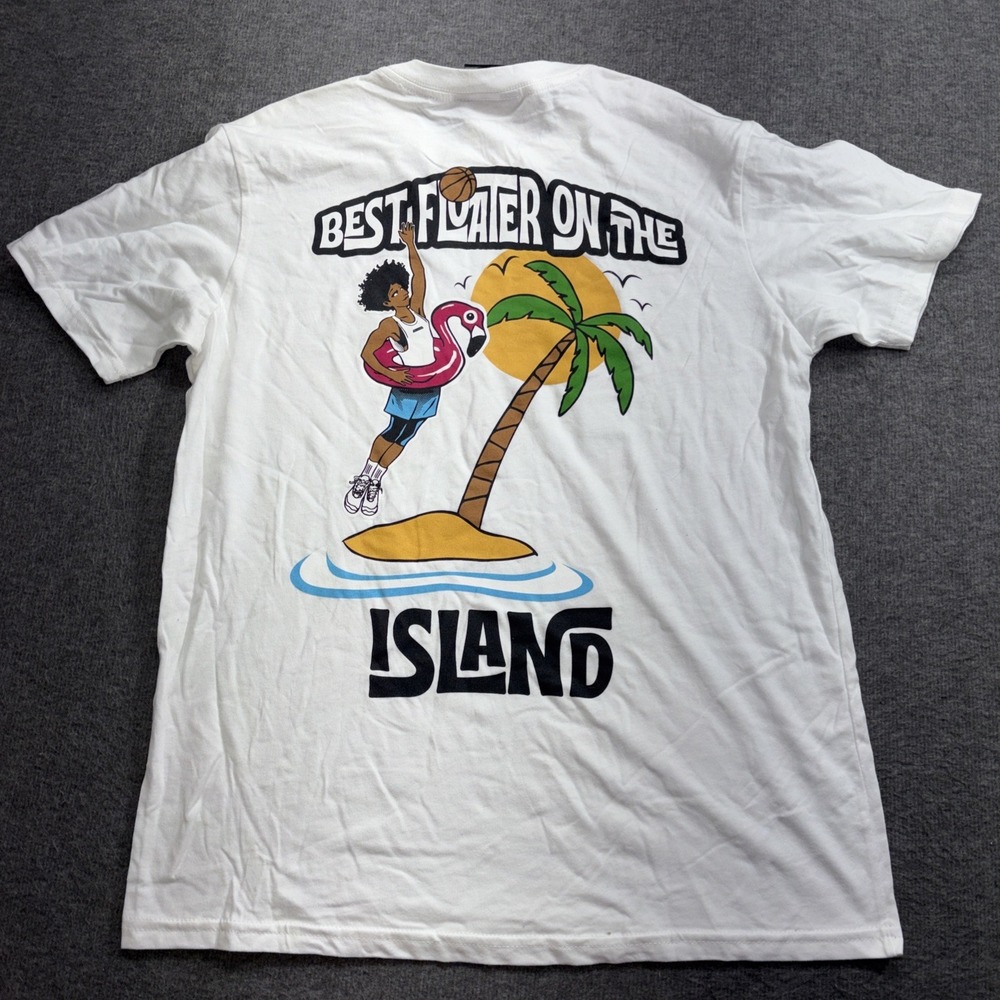 NWT Moolah Best Floater On Island Basketball Girl Graffic‎ T-Shirt White Small